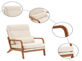 High Back Solid Wood Armrest Backrest Iron Frame Linen Indoor Leisure Chair Off-White 31656855