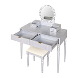 Luxury Vanity Desk with Round Mirror,Height-Adjustable, Stylish Dressing Table Set, 4 Drawers & N844P262897S