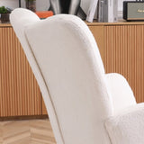 Rocking Chair Teddy Upholstered Glider Rocker Rocking Accent Chair Padded Seat with High Backrest W1117P220385