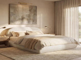 Archie Puffy Grounded Upholstered Platform Bed Queen, Oatmeal Light Beige Chenille B2719P479035