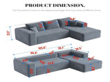 Gray Modular Corduroy Sectional Sofa with Chaise Lounge, All-Foam Deep Seat Couch, Soft Wide-Wale 61332137