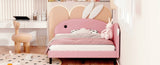 Full size Upholstered Rabbit-Shape Daybed, Sofabed with Rabbit Ear Headboard, Pink N733P208515H
