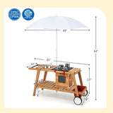 ZUN Play House Toy,Wooden Play Cart,Game Car with Sun Proof Umbrella 00867903