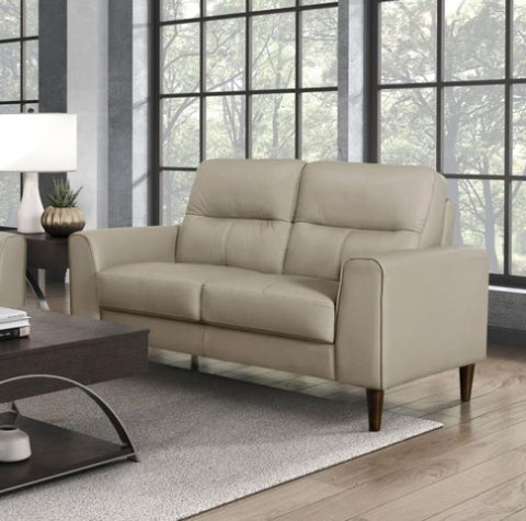 ZUN Modern Living Room Furniture Latte-hued Top Grain Leather Loveseat 1pc Cushion Seat and Back Solid B011P183639