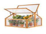 Fir Wood Garden Greenhouse with Dual Adjustable Roof Vents, Portable Cold Frame for Extending 99796614