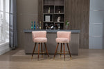 ZUN COOLMORE Counter Height Bar Stools Set of 2 for Kitchen Counter Solid Wood Legs with Fabric with a W153968292