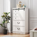 ZUN 51'' Farmhouse Drawer Chest with Sliding Door, Multi-Storage Drawer Dresser with 5 Drawers and W2557P210245