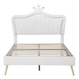 Full Size Upholstered Bed Frame with LED Lights,Modern Upholstered Princess Bed With Crown WF307962AAK