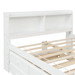 ZUN Full Bed with Bookcase,Twin Trundle,Drawers,White 25636247