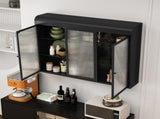 3 Door Arched Wall Mounted Glass Cabinets for Kitchen, Living Room and Bathroom W757P221501