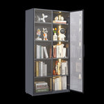 ZUN Best selling new design double door metal glass display storage cabinet with light strip for living W2385P152311