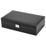 ZUN Jewelry Box 8 Slots Watch Organizer Storage Case with Lock and Mirror for Men Women Black 92598944