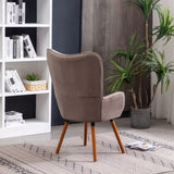 Doarnin Contemporary Silky Velvet Tufted Button Back Accent Chair, Chocolate T2574P164267