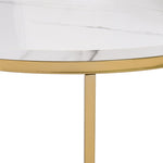 ZUN Modern Round Nesting Coffee Table Set 2-Piece White & Marbling Top Gold Base WF320651AAK