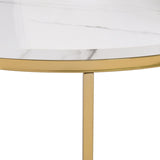 ZUN Modern Round Nesting Coffee Table Set 2-Piece White & Marbling Top Gold Base WF320651AAK