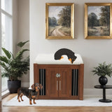 30.25"L, 2 in 1 Night Stand with Storage & Dog Crate, Luxury Wooden Side Table Dog Kennel, End of N843P293628W