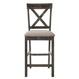 ZUN Tan and Weathered Grey Counter Height Stools with Cross Back B062P181295