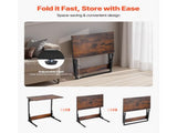 C Table, Folding C Shaped End Table with Metal Frame & Adjustable Feet, Foldable C Shaped Side 90614356