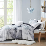 King/Cal King Watercolor Tie Dye Printed Comforter Set with Throw Pillow B035P203248
