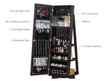 Brown Spray-Painted MDF Rotatable Freestanding Jewelry Mirror Cabinet, Square 70563509