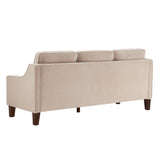 Modern 3 Person seat Sofa Couch with Scooped Armrest/Wood legs,Upholstered Velvet 3-seat Sofa with W2186P143473