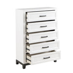 ZUN White Finish Chest with 5x Storage Drawers Wooden Bedroom Furniture 1pc B011P270969