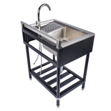 23.8 Stainless Steel Utility Sink Laundry Tub Sink with Cold and Hot Water Faucet for Laundry Room 07673887