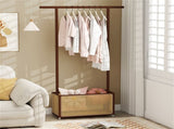 2-in-1 Bamboo Clothing Rack with Rolling Wheels & 60L Storage Basket - Brown 74073480