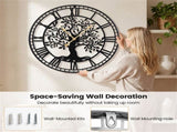 Black Tree of Life Decorative Wall Clock, 27 Non-Ticking Quartz Movement Easy to Read 86491355