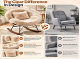 25.59"W x 33.66"D x 29.53"H Indoor Plush Rocking Chair, Soft Fluffy Lounge Rocker with White Metal 00054489