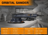 Electric 5mm Random Orbital Sander with Tool Case, Variable Speed Palm Sander with Brushless Motor, 82447359