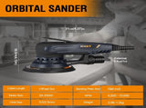 Electric 5mm Random Orbital Sander with Tool Case, Variable Speed Palm Sander with Brushless Motor, 82447359