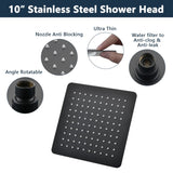 10" Square Rainfall & High Pressure Stainless Steel Bath Shower head Matte Black W121960067