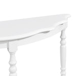 ZUN 42'' Retro Circular Curved Half-Moon Console Table with Cloud Design Top and Open Shelf Solid Wood 67238159