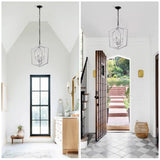 4-Light Farmhouse Chandeliers, Matte Black and Sliver Matte Black Vintage Cage Light Fixture W1592P230610