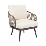 4-Piece Outdoor Patio Furniture Set, Metal Chairs with Woven Rope U-Shaped Backrest,Outdoor N780P209458R