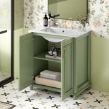 30 Inch Bathroom Vanity with Ceramic Sink, Freestanding Bathroom Vanity Set with Hidden Drawer, N710P192538F