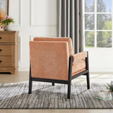Kelly Mid-Century Modern Chenille Upholstered Accent Armchair, Orange T2574P240951