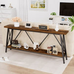 ZUN 70.9 Inch Extra Long Sofa Table, Console Behind Sofa, Entryway Table with 2 Tier Storage Shelves for W1668P237300