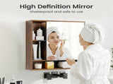 2 in 1 Mirrored Bathroom Wall Cabinet, Space-Saving Medicine Cabinet with Hidden Storage & Shelves 31972657