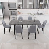 55.12-70.87" expandable rectangular dining table that can accommodate 4-6 people, equipped with 6 PU 94332350