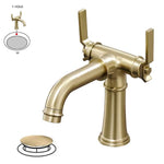 ZUN Industrial Pipe-Style Bathroom Faucet Brushed Gold 2-Handle Vanity Mixer Tap Pop-Up Drain Included W1920P254920