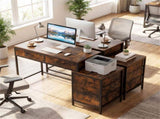 5 Drawer Computer Desk Reversible Drawers & Printer Shelf, Industrial Home Office Writing Desk 64255846