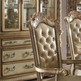 Bone and Gold Patina Arm Chair with Tufted Back B062P209282