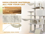 84 in Beige cat tree tower with large condo sisal scratching post big hammock and top platform W243P382891