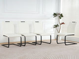 Modern White PU dining chair living room chair upholstered chair, black metal chair leg design, W210P199101