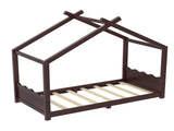 Twin House Floor Bed with Support Slats, Solid Wood House Bed Frame for Kids, No Box Spring Needed W1580P387837