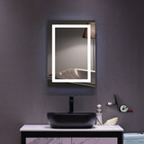 ZUN 28"x 20" Square Built-in Light Strip Touch LED Bathroom Mirror Silver 56002790