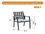 Modern Classic Cast Aluminum Outdoor Patio 2-Piece Dining Chairs, Textured Ember Black Finish, W1886P271053