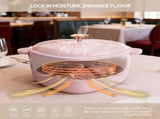 Enameled cast iron heart-shaped cooking pot, 24 cm inner diameter, 4 QT, gold heartshaped handle, 47502047